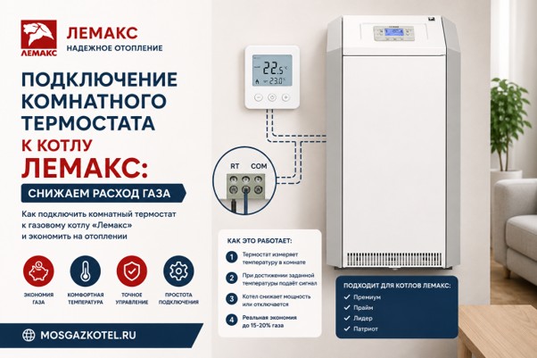 Подключение комнатного термостата к котлу Лемакс